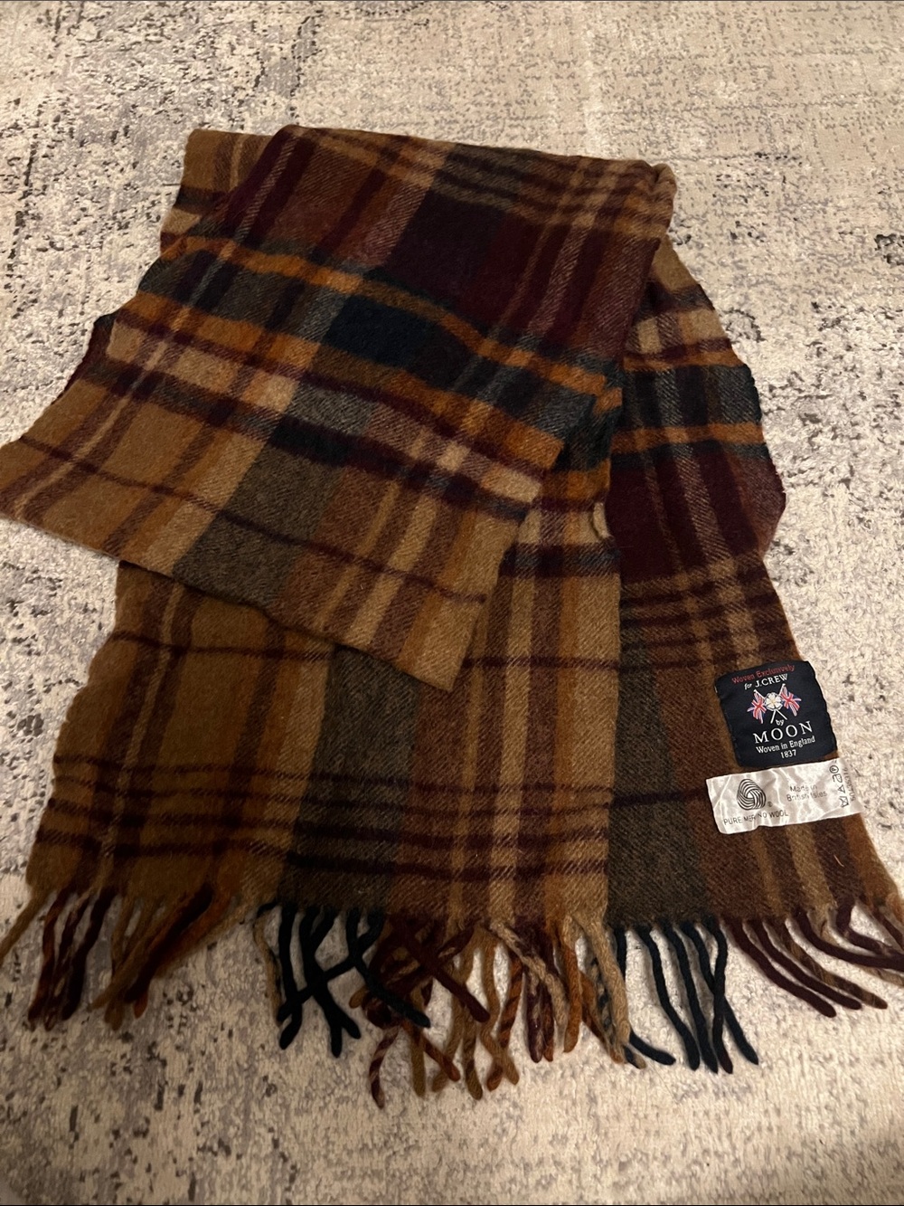 J. Crew Brown & Mustard Plaid Wool Scarf